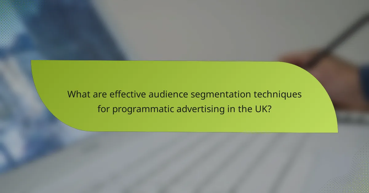 What are effective audience segmentation techniques for programmatic advertising in the UK?