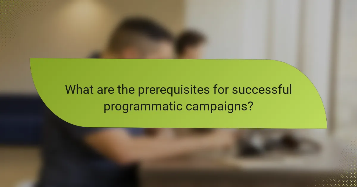 What are the prerequisites for successful programmatic campaigns?